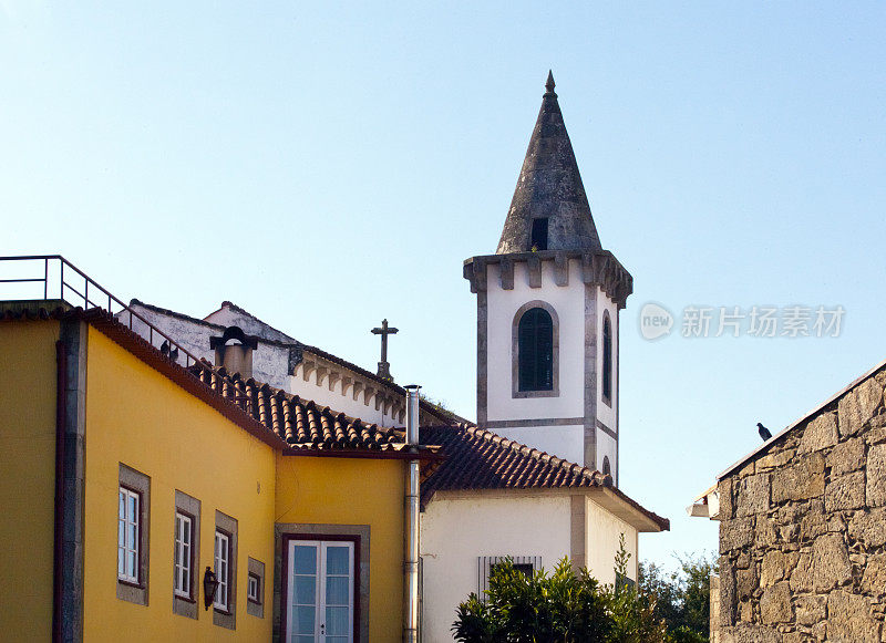 城市景观，教堂钟楼，Valença do Minho，葡萄牙。